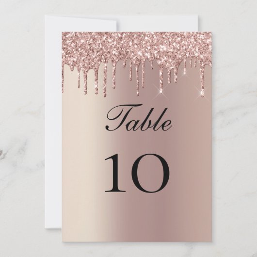Roos Gold Glitter Drift Weddentable Flat Card (Voorkant)