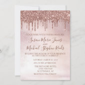 Roos Gold Glitter drijft kalligrafie bruiloft Kaart (Voorkant)