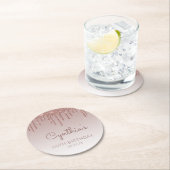 Roos Gold Glitter Drip 60e verjaardag Ronde Kartonnen Onderzetter (Insitu)