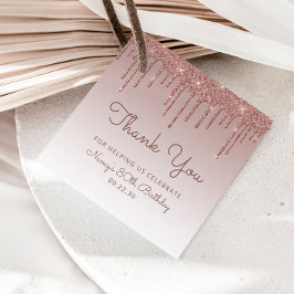 Roos Gold Glitter Drip 80ste verjaardagsfeestje Bedankjes Labels