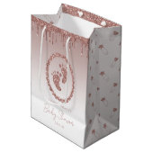 Roos Gold Glitter Drip Baby shower Gift Bag Medium Cadeauzakje (Voorkant Gekanteld)