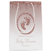 Roos Gold Glitter Drip Baby shower Gift Bag Medium Cadeauzakje (Voorkant)
