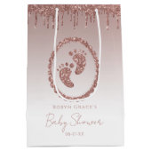 Roos Gold Glitter Drip Baby shower Gift Bag Medium Cadeauzakje (Achterkant)