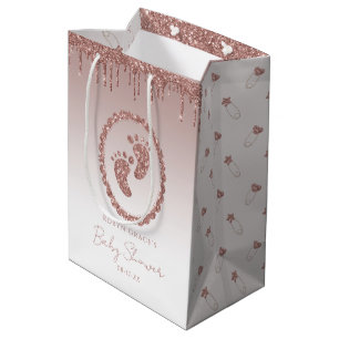 Roos Gold Glitter Drip Baby shower Gift Bag Medium Cadeauzakje