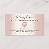 Roos Gold Glitter Drip Confectie Aardbei Zoet Klantenkaartje (Achterkant)