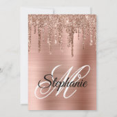 Roos Gold Glitter Drip Folie Fancy Monogram Kaart (Achterkant)