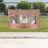 Roos Gold Glitter Drip Foto Collage 16e verjaardag Spandoek (Insitu)