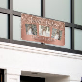 Roos Gold Glitter Drip Foto Collage 16e verjaardag Spandoek (Buitenkant Gebouw)