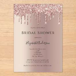 Roos Gold Glitter Drip Glam Trendy Vrijgezellenfee Acryl Uitnodigingen