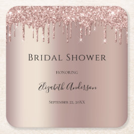 Roos Gold Glitter Drip Glam Trendy Vrijgezellenfee Kartonnen Onderzetters