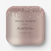 Roos Gold Glitter Drip Glam Trendy Vrijgezellenfee Papieren Bordje (Voorkant)