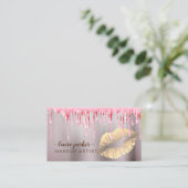 Roos Gold Glitter Drip Lips Makeup Artist Salon Visitekaartje (Staand voorkant)