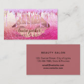 Roos Gold Glitter Drip Lips Makeup Artist Salon Visitekaartje (Voorkant / Achterkant)