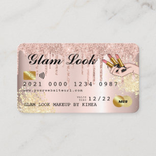 Roos Gold Glitter Drip Makeup Artist Creditcard Visitekaartje