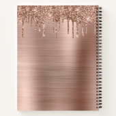 Roos Gold Glitter Drip Metallic Glam Boss Lady Notitieboek (Achterkant)