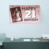 Roos Gold Glitter Drip|Monogram|AGE Foto Birthday Spandoek (Beurs)