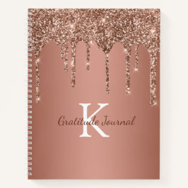 Roos Gold Glitter Drip Monogram Gratitude Journal Notitieboek