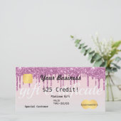 Roos Gold Glitter Drip Ombre Cadeaubon Bedankkaart (Staand voorkant)