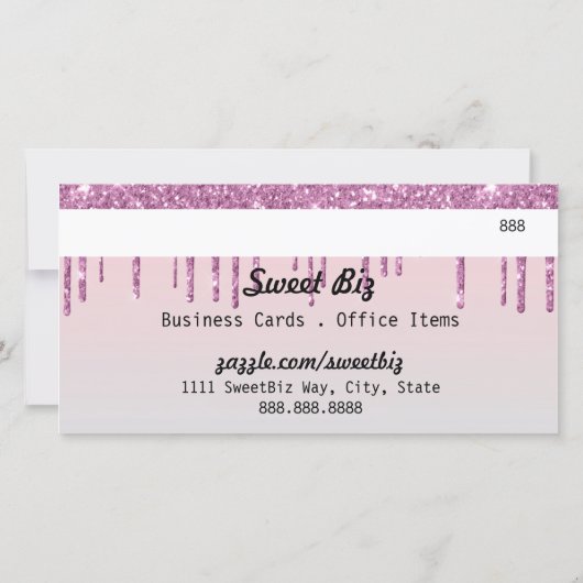 Roos Gold Glitter Drip Ombre Cadeaubon Bedankkaart (Achterkant)