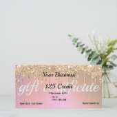 Roos Gold Glitter Drip Ombre Gift Certificate Bedankkaart (Staand voorkant)