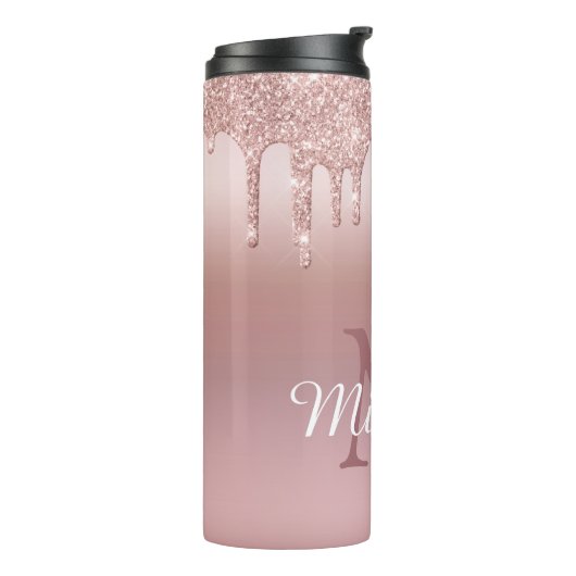 Roos Gold Glitter Drip op maat Thermosbeker (Gedraaid links)