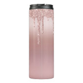 Roos Gold Glitter Drip op maat Thermosbeker (Achterkant)