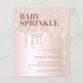 Roos Gold Glitter Drip Pink Girl Baby (Voorkant)