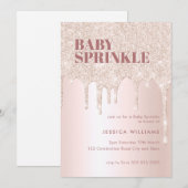 Roos Gold Glitter Drip Roze Meisje Oh Baby Sprinkl Kaart (Voorkant / Achterkant)