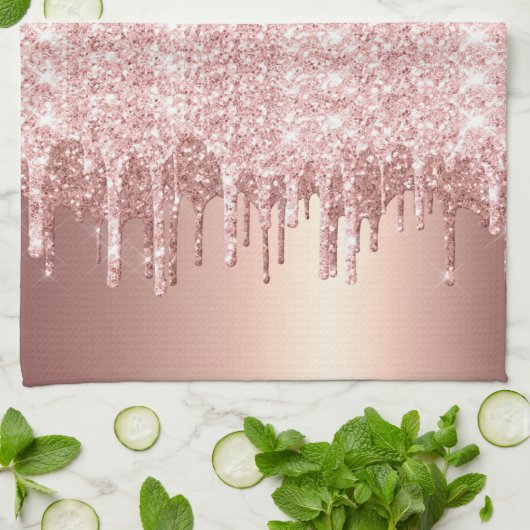 Roos Gold Glitter Drip Theedoek (Gevouwen)