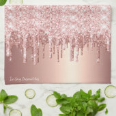 Roos Gold Glitter Drip Theedoek (Gevouwen)