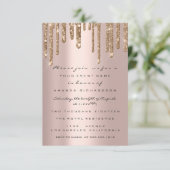 Roos Gold Glitter Drip Vrijgezellenfeest Birthday  Kaart (Staand voorkant)