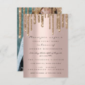 Roos Gold Glitter Drip Vrijgezellenfeest Birthday  Kaart (Voorkant / Achterkant)