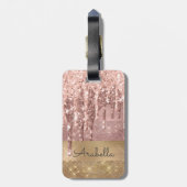 Roos Gold Glitter Dripping Gold Stripes Monogram Bagagelabel (Achterkant verticaal)