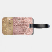 Roos Gold Glitter Dripping Gold Stripes Monogram Bagagelabel (Achterkant horizontaal)