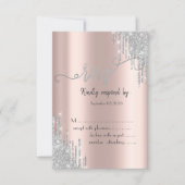 Roos Gold Glitter Drips 80e Verjaardag RSVP Kaart (Voorkant)