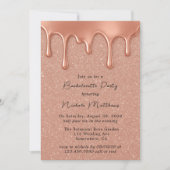 Roos Gold Glitter & Drips Bachelorette Party Kaart (Voorkant)
