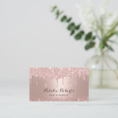Roos Gold Glitter Drips Beauty Salon & SPA Visitekaartje (Staand voorkant)