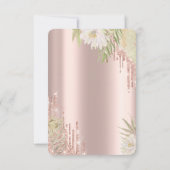 Roos Gold Glitter Drips Boho Flowers 50th Birthday Kaart (Achterkant)