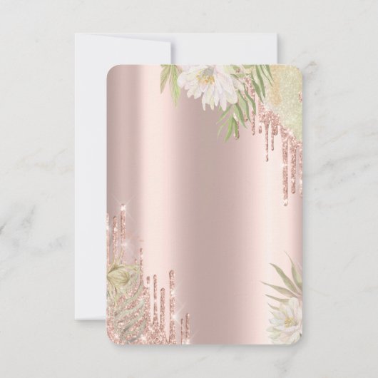 Roos Gold Glitter Drips Boho Flowers 50th Birthday Kaart (Achterkant)
