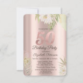 Roos Gold Glitter Drips Boho Flowers 50th Birthday Kaart (Voorkant)