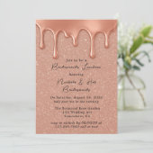 Roos Gold Glitter & Drips Bruidsmeisjes Luncheon Kaart (Staand voorkant)
