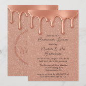 Roos Gold Glitter & Drips Bruidsmeisjes Luncheon Kaart (Voorkant / Achterkant)