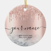 Roos Gold Glitter Drips Elegant Chic Script Naam Keramisch Ornament (Voorkant)