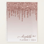 Roos Gold Glitter Drips Elegant Heart Script 2021 Planner (Voorkant)