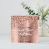 Roos Gold Glitter Drips en Folie 40e Verjaardag Kaart (Staand voorkant)