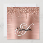 Roos Gold Glitter Drips en Folie 40e Verjaardag Kaart (Achterkant)