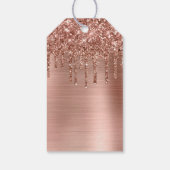 Roos Gold Glitter Drips Folie Happy Birthday Cadeaulabel (Achterkant)