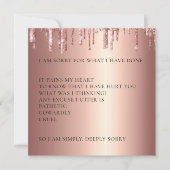 Roos Gold Glitter Drips Het spijt me dat ik Kaart  (Voorkant)