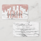 Roos Gold Glitter Drips Marmeren Haar Stylist Visitekaartje (Voorkant / Achterkant)