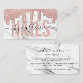 Roos Gold Glitter Drips Marmeren Nail Artist Visitekaartje (Voorkant / Achterkant)